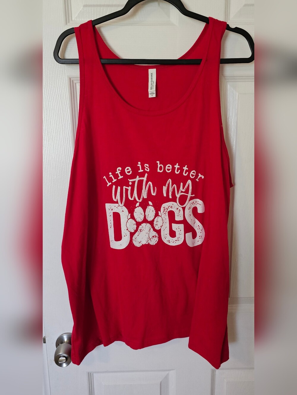 Bella Canvas Red Tank Top with White "Life Is Better With My Dogs" Print